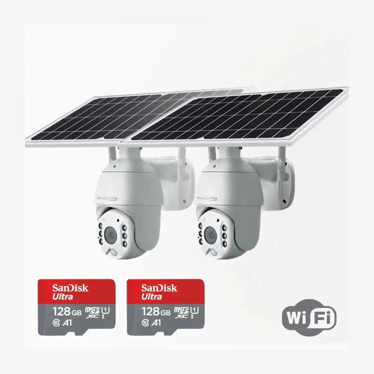 Simply Online Australia - BundleWifiSolarPTZCamera_2xwhiteMetalPTZ_2x128GB