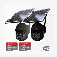 Bundle Wi-Fi Solar PTZ Camera (2x Black Metal PTZ & 2x 128GB)