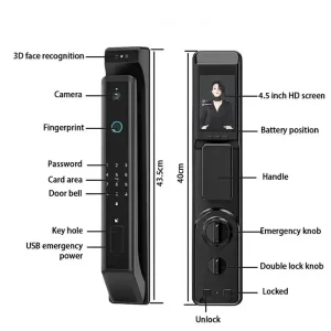 Smart Door Lock 3D Face Recognition, Fingerprint Lock, With Keypad - Image 15